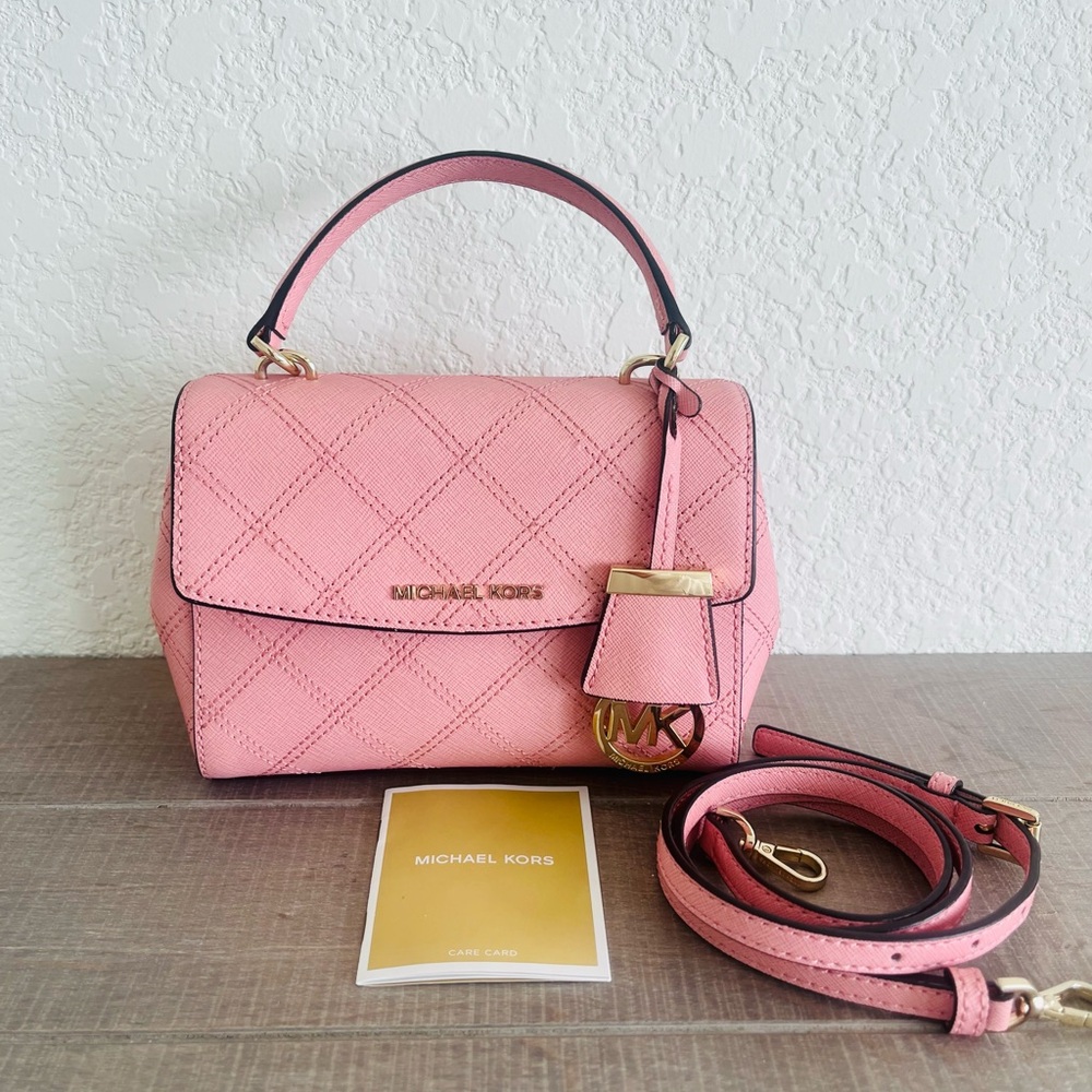 Michael Kors Ava Quilted Leather Satchel with Gold Hardware